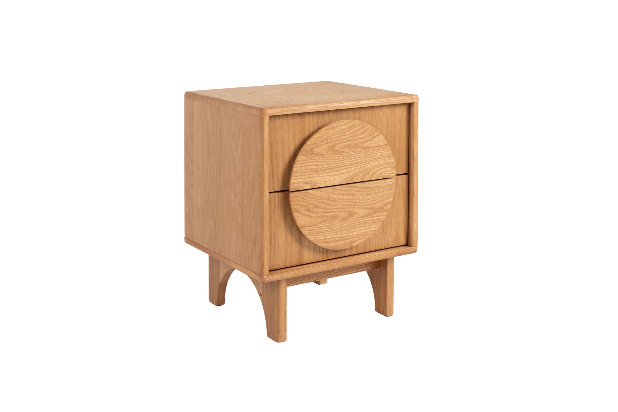 Zuiver Groove Natural Oak Wood Bedside Table